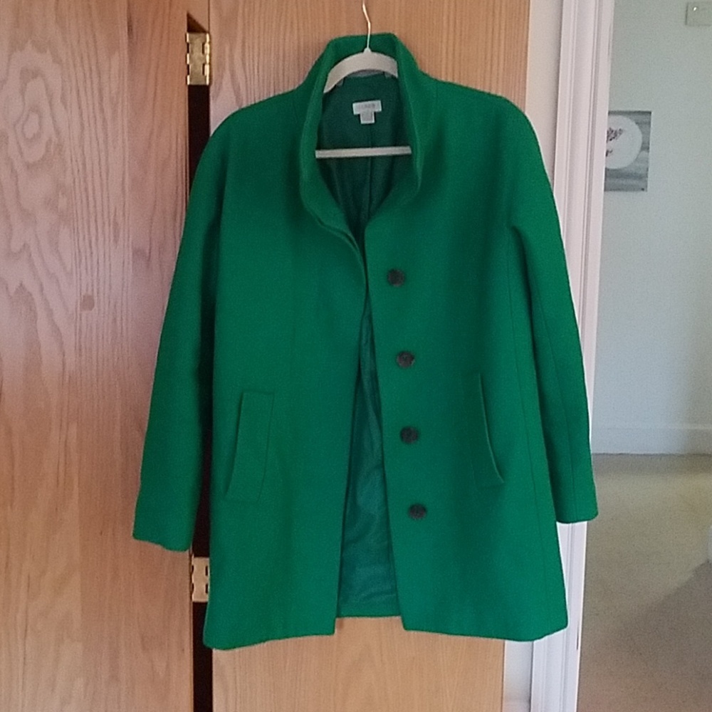 J. Crew Wool Cocoon Coat in Kelly Green